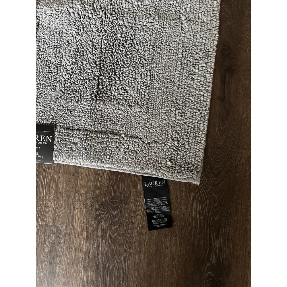 LAUREN Ralph Lauren Wescott Gray Bath Rug 17x24 | Skid Resistant Backing NEW TAG